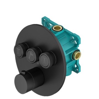 Plumberia Selection PSBOX Смеситель для душа с термостатом на 3 выхода черный матовый