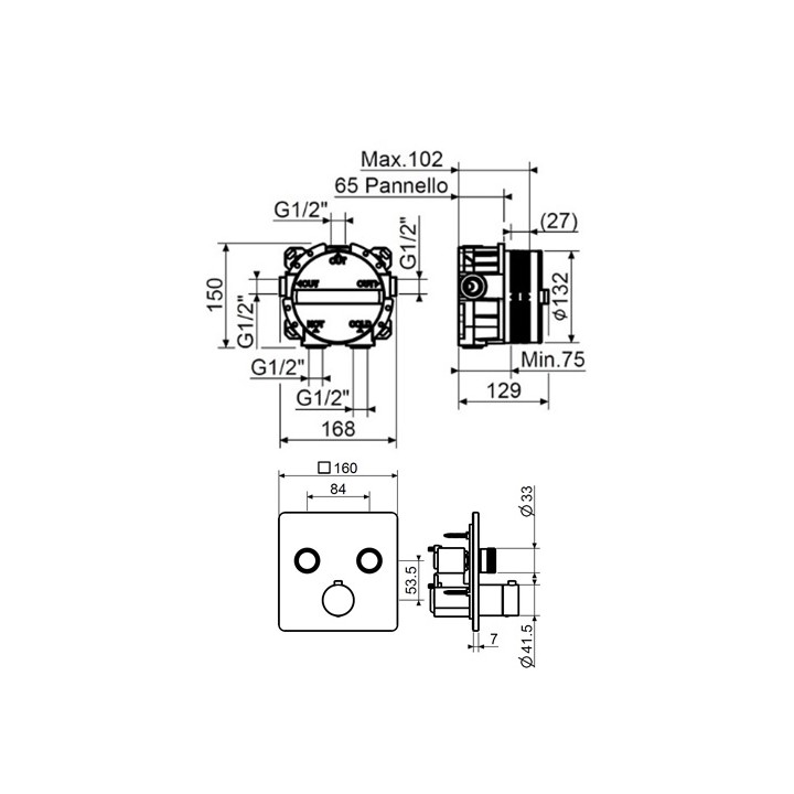 Смеситель для душа Plumberia Selection PSBOX, KITPSB2902NO