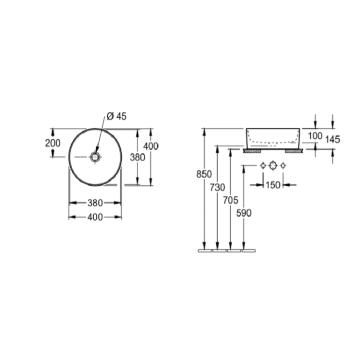 Раковина Villeroy&Boch Collaro 40x40 см Альпийский белый, 4A1840R1
