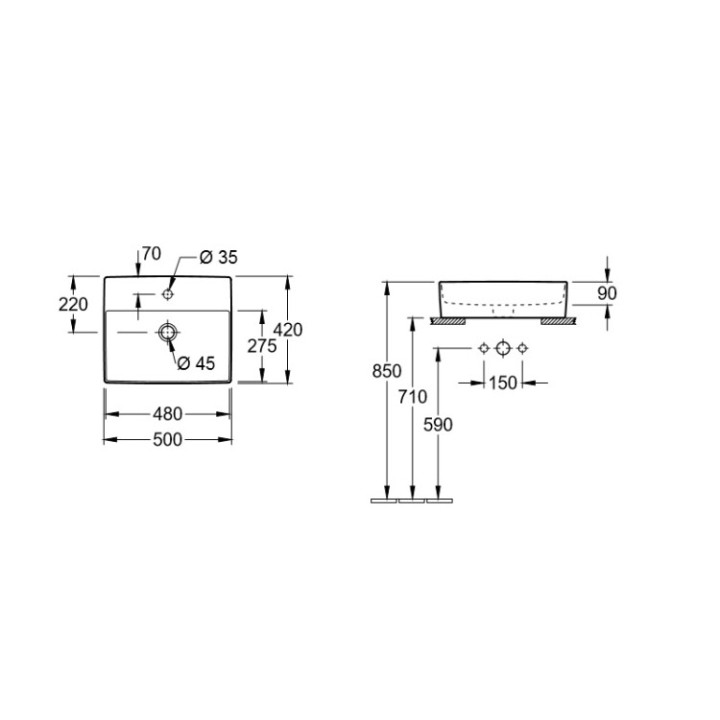 Раковина Villeroy&Boch Memento 2.0 накладная, 4A075001