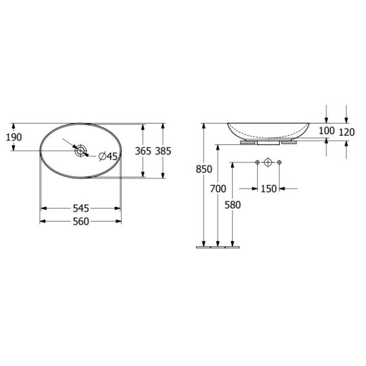 Раковина Villeroy&Boch 56x38 см альпийский белый, 4A470001