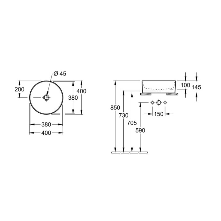 Раковина Villeroy&Boch Collaro 40 см альпийский белый, 4A184001