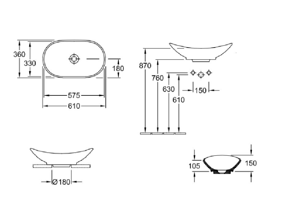 Раковина Villeroy&Boch My Nature 61x36 см, 411060R1