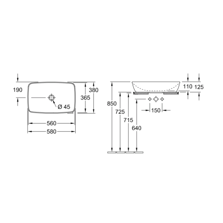Раковина Villeroy&Boch Artis 58x38 см белая, 41725801