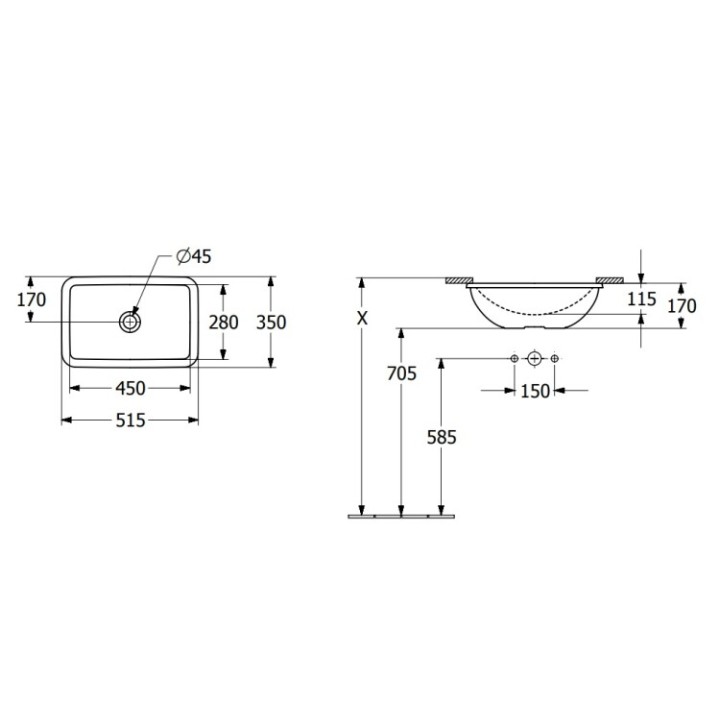 Раковина Villeroy&Boch Loop&Friends 45 см, 4A560001