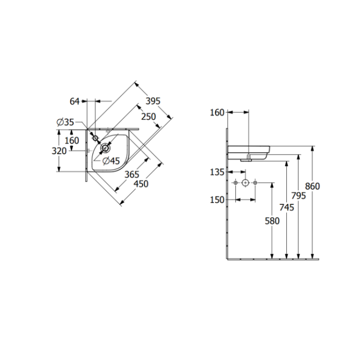 Раковина Villeroy&Boch Subway 3.0 32x32 см, 43714601