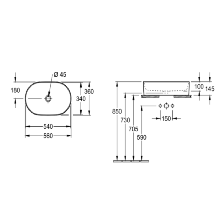 Раковина Villeroy&Boch Collaro 56 см белая, 4A195601
