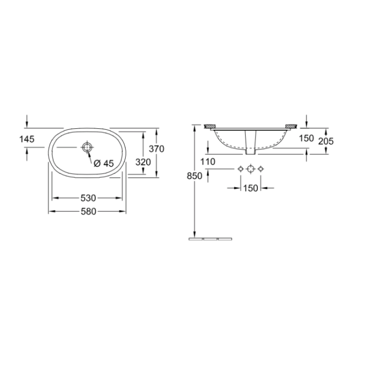 Раковина Villeroy&Boch O.Novo белая 53x32 см, 41625001