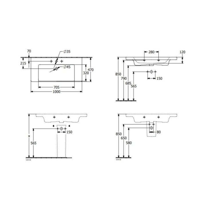 Раковина Villeroy&Boch Subway 3.0 100 см белая, 4A70A501