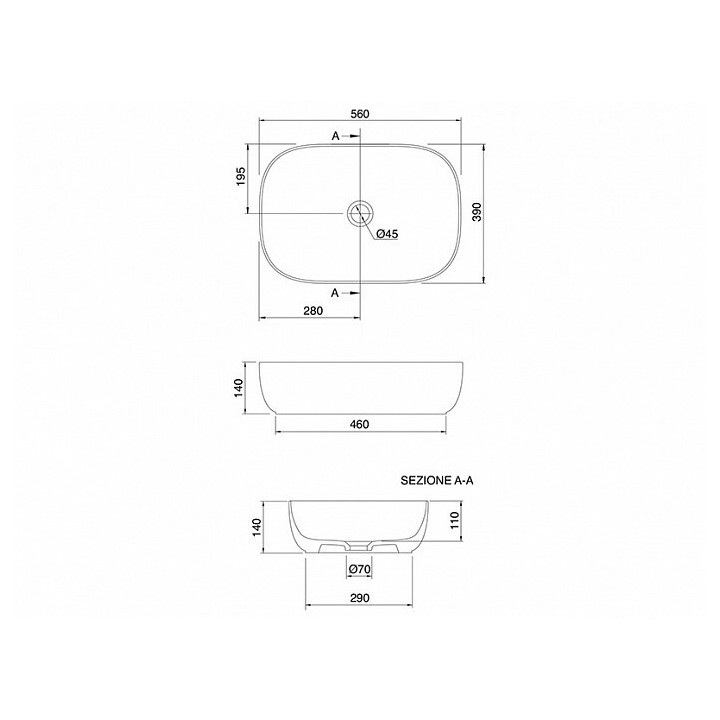 Раковина Scarabeo Glam 56 см - черная накладная, 180437BK