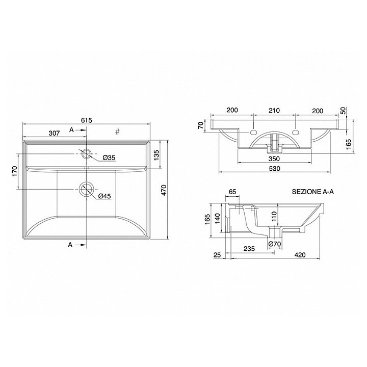 Раковина Scarabeo ML 61.5x47 см, 3004