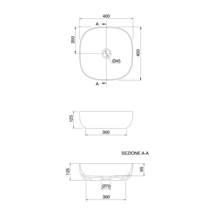 Раковина Scarabeo Glam белый глянец 40 см, 1806