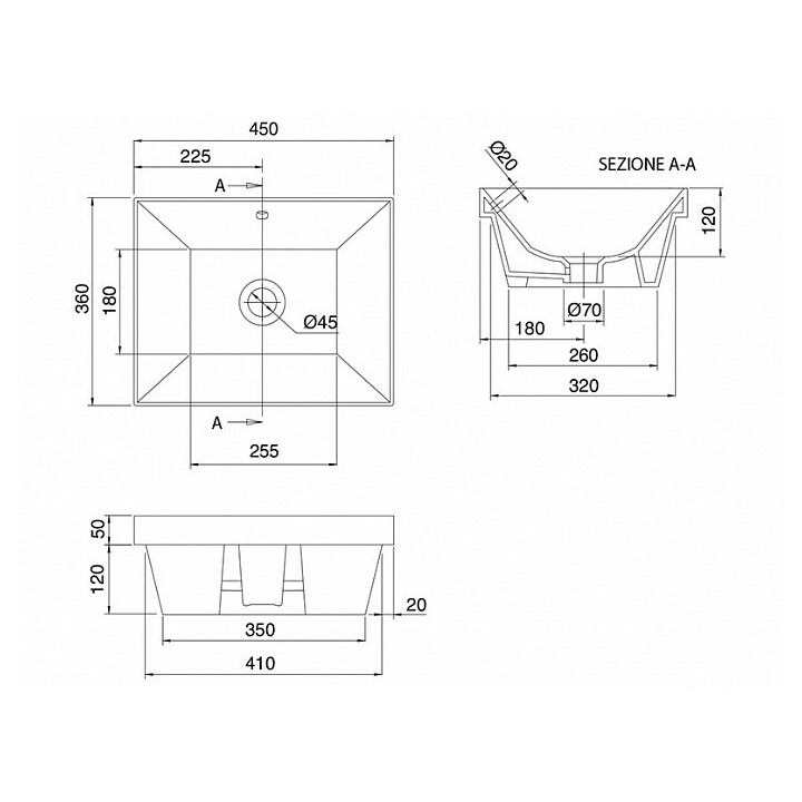 Раковина Scarabeo Teorema 2.0 белая встраиваемая, 5134