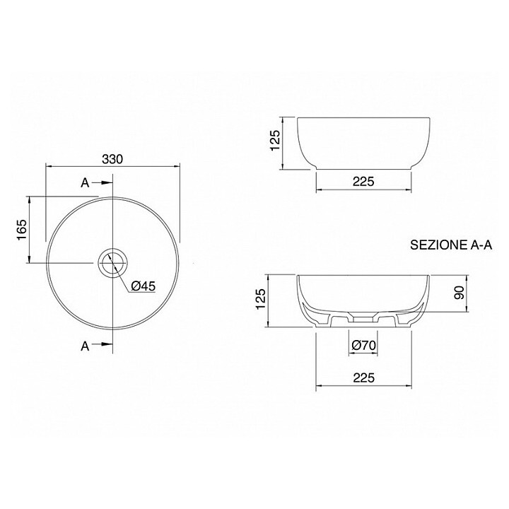 Раковина Scarabeo Glam 33 см ардезия матовая, 180849BK