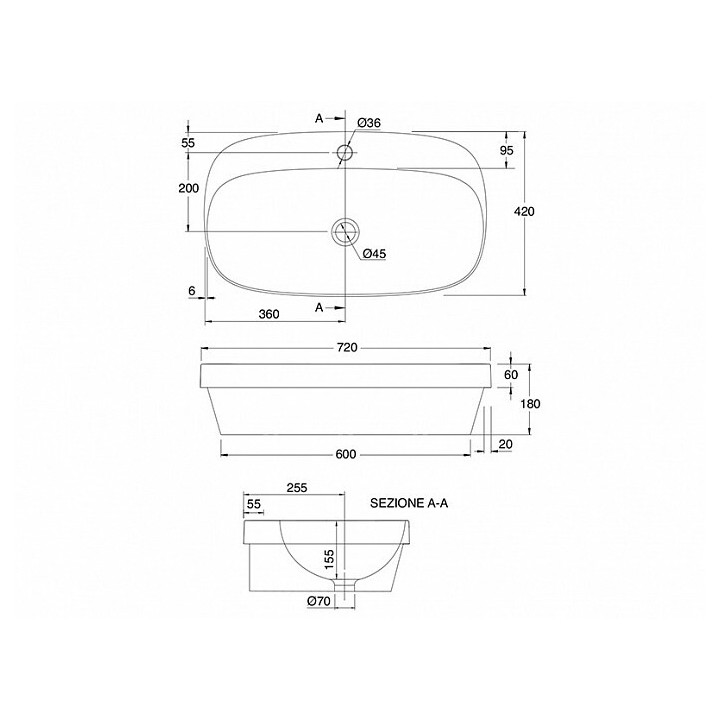 Раковина Scarabeo Moon 72x42 см жемчужная, 551241