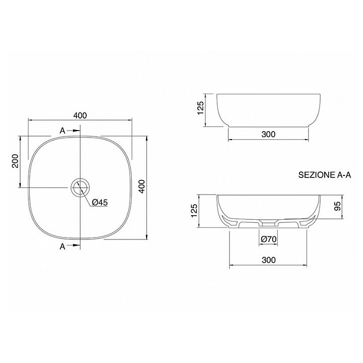 Раковина Scarabeo Glam 40x40 ардезия мат BioKer, 180649BK