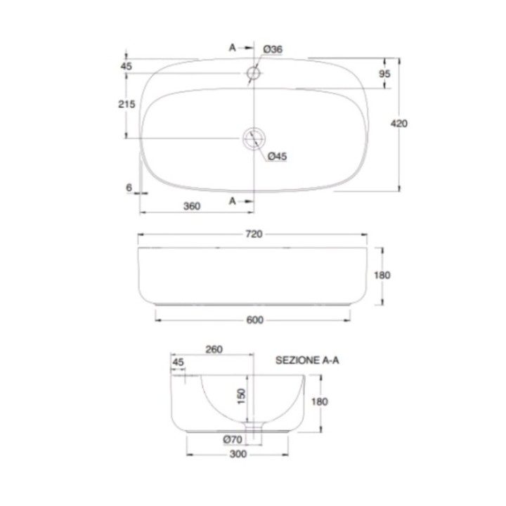 Раковина Scarabeo Moon 72 см современный стиль, 550538