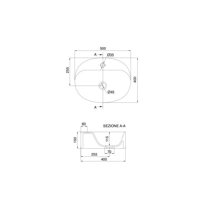 Раковина Scarabeo Skinny 50x40 см лайм (Lime), 540239