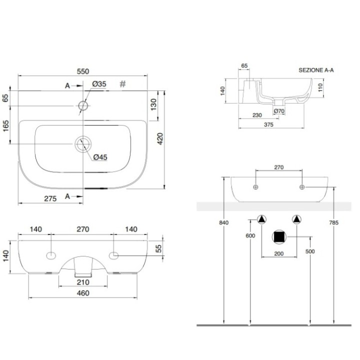 Подвесная раковина Scarabeo Glam лайм 55 см, 181158