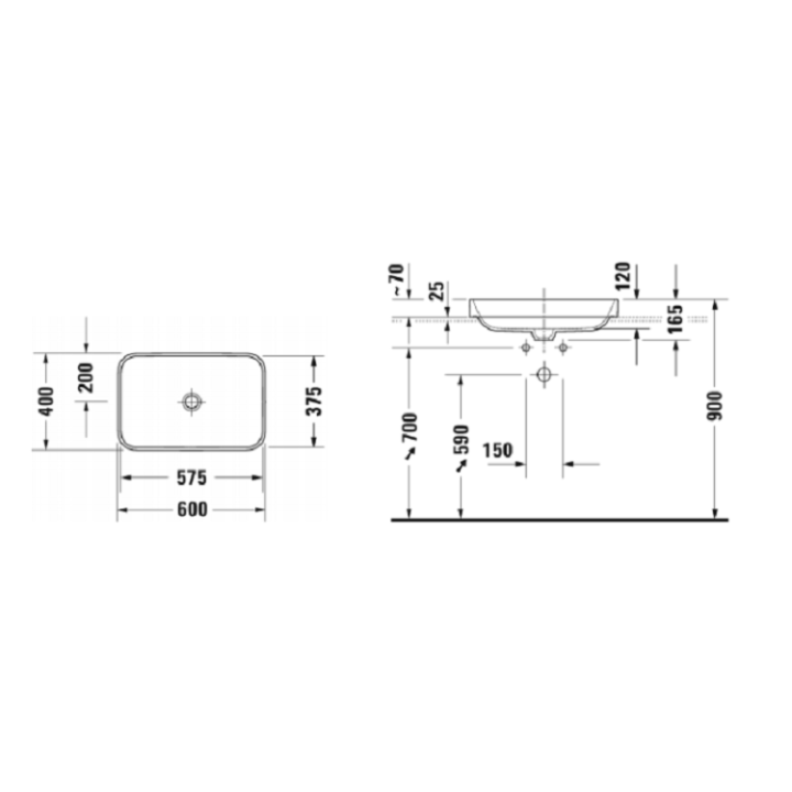 Раковина Duravit Happy D.2 Plus 60 см антрацит, 2359601300