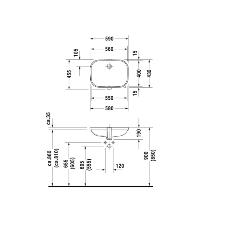 Раковина Duravit D-Code 56x40 см, глянцевая, 0338560000
