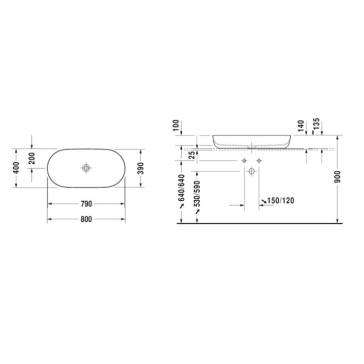 Duravit Luv Раковина накладная 80 см белая глянцевая, 0379800000