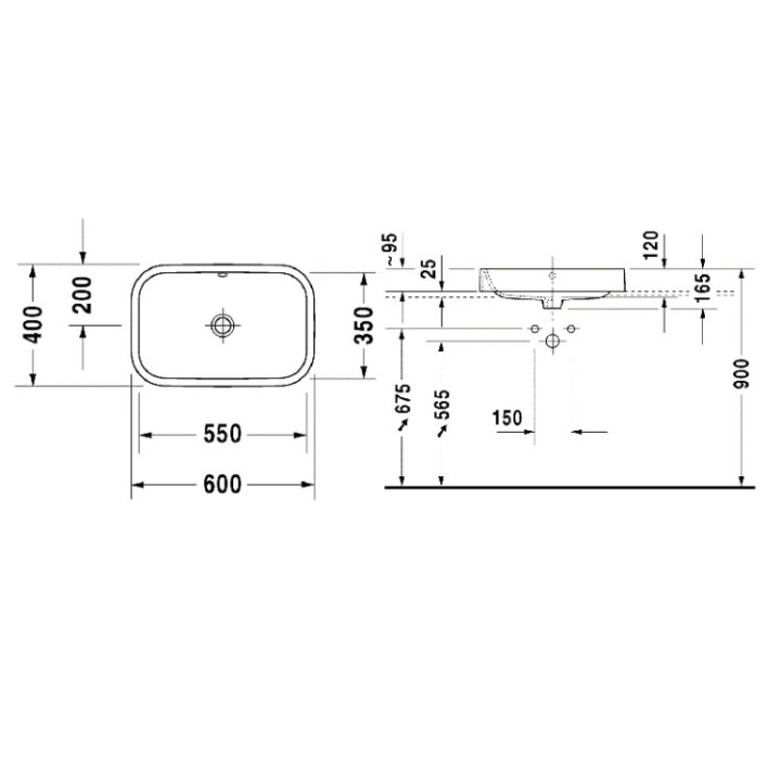 Раковина накладная Duravit Happy D 60 см, 2314600000