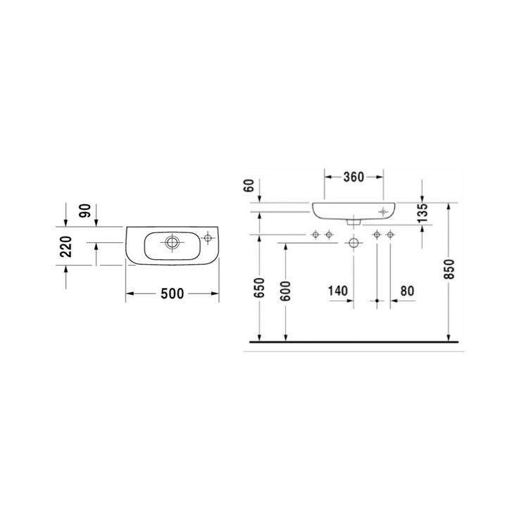 Раковина Duravit D-Code 50 см, белая, 07065000082