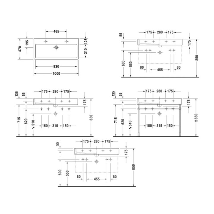 Раковина Duravit Vero 100 см белая глянцевая, 0454100024