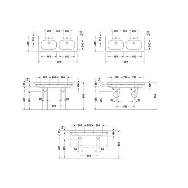 Раковина Duravit D-Code 120x49 см, 03481200002