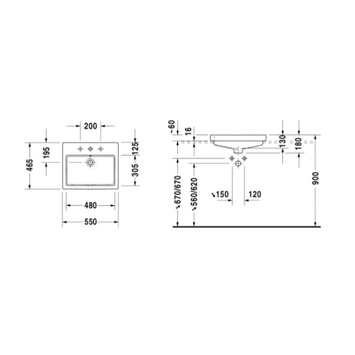Раковина Duravit Vero 55x46.5 см, 0315550000