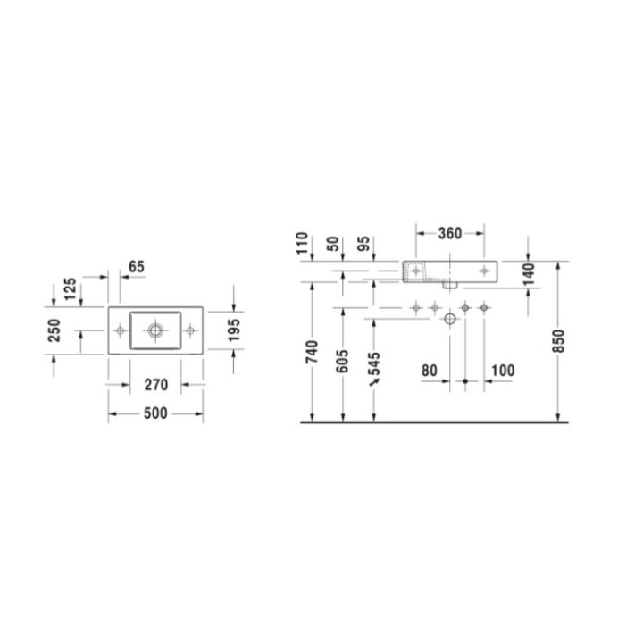 Раковина Duravit Vero Air 50 см - Белая Гладкая, 0724500009
