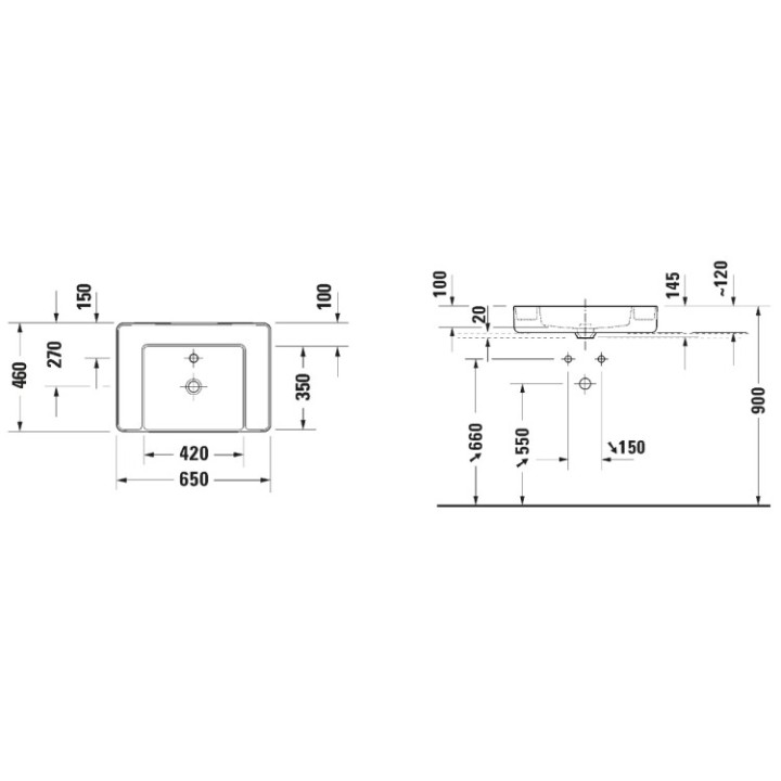 Накладная раковина Duravit Bento Starck Box 65 см, 2381653071