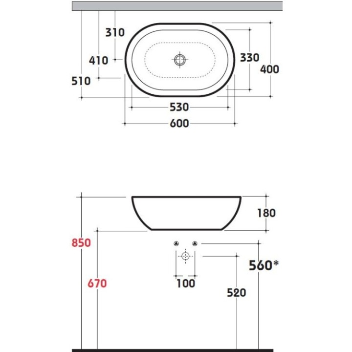 Раковина Globo Forty3 60x40 см, SC012BI
