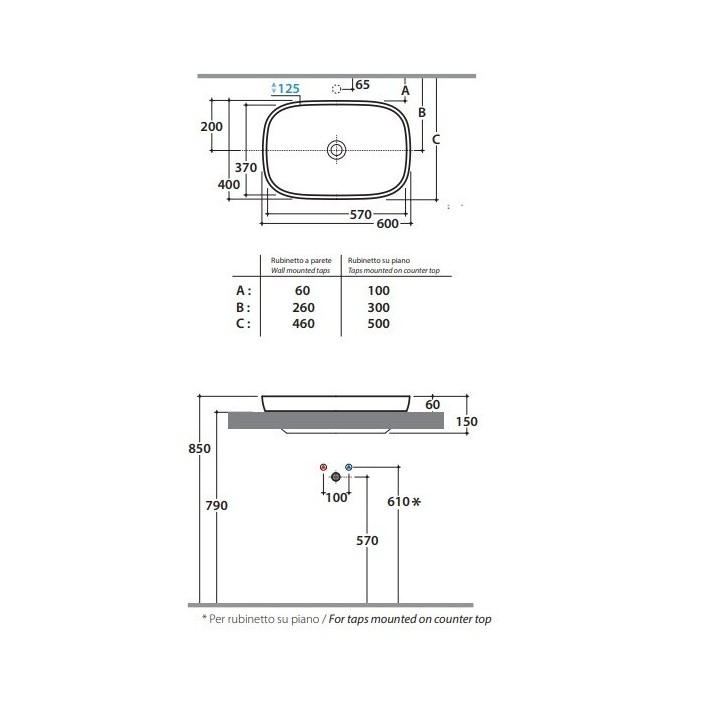 Раковина Globo Genesis белая 60 см глянцевая, GE042BI