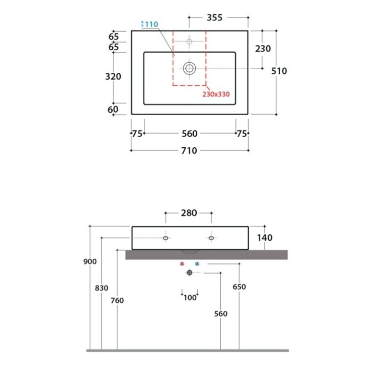 Раковина Globo Incantho 71 см белая, IN071ABI