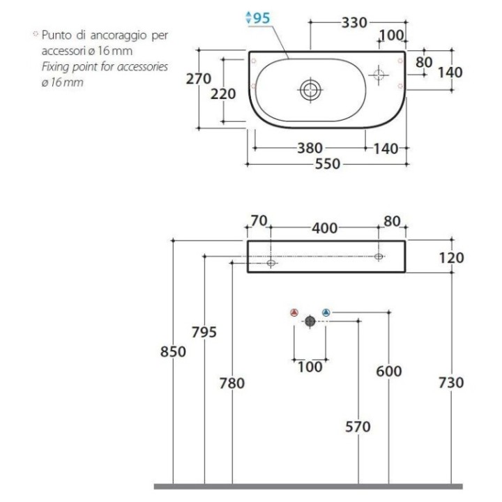 Раковина Globo Forty3 белая 55 см подвесная, SCT55BI