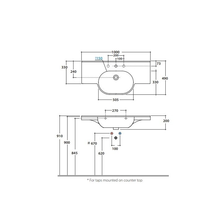 Раковина Globo Mode 100 см белая глянцевая, ME100BI