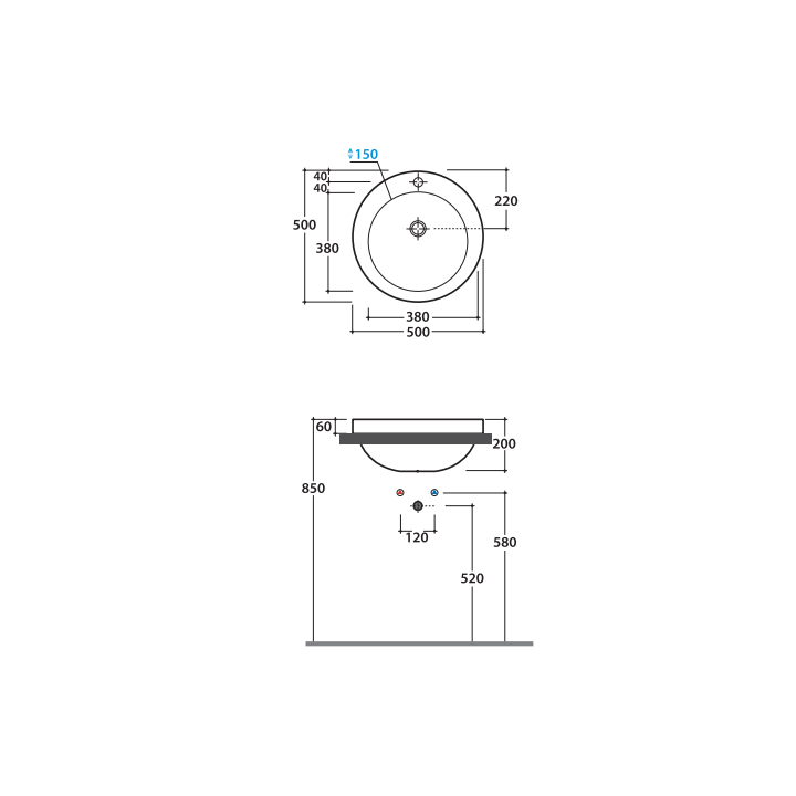 Раковина Globo Band 50 см, белая глянцевая, SAP50BI