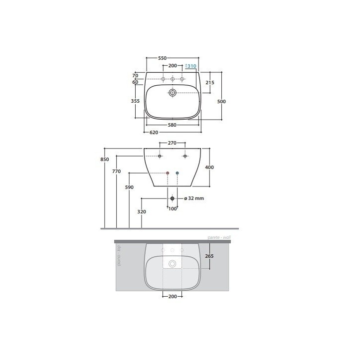 Раковина Globo Genesis 62x50 см, GE061BI