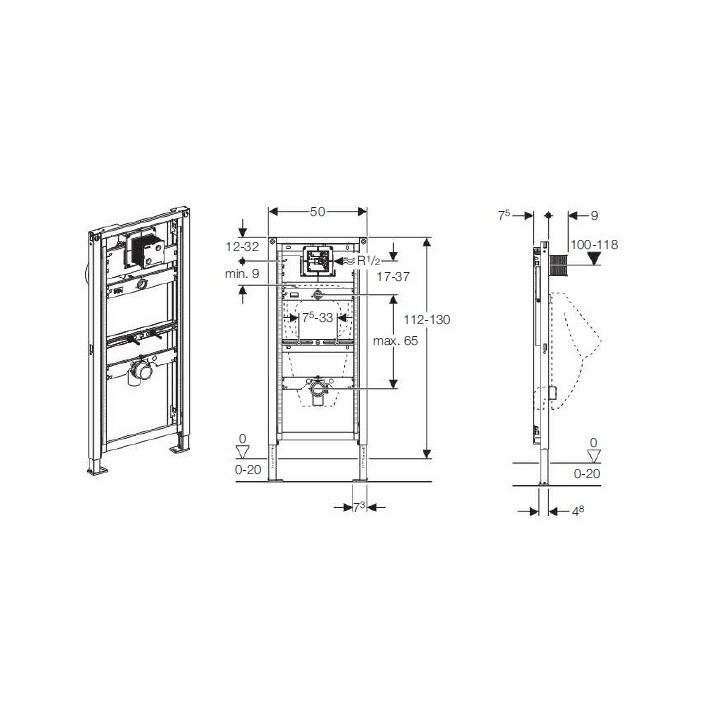 Инсталляция Geberit Duofix для писсуара, 111.616.00.1