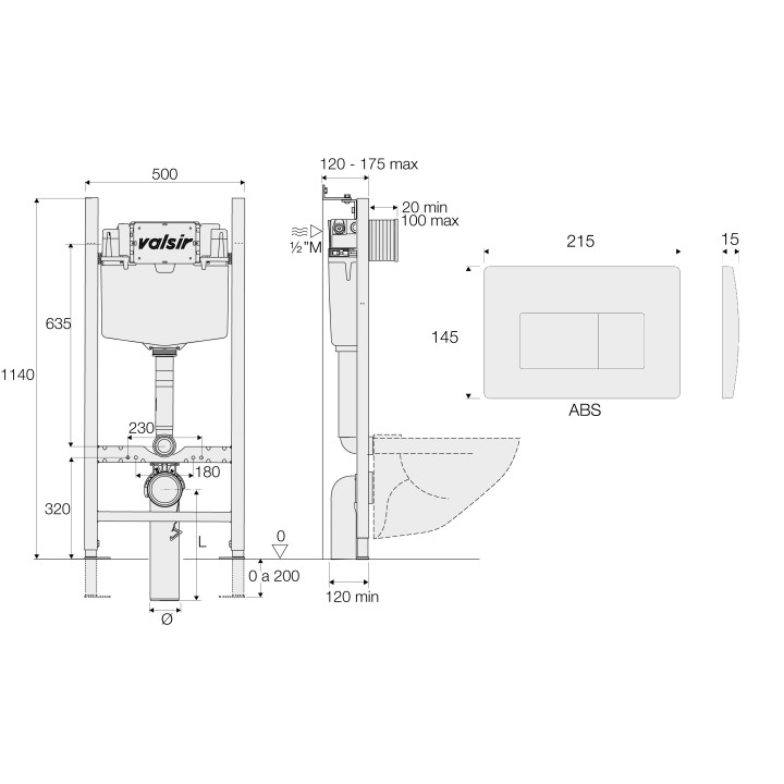 Инсталляция Valsir WINNER S для унитаза, KIT P1 BM VS0853202