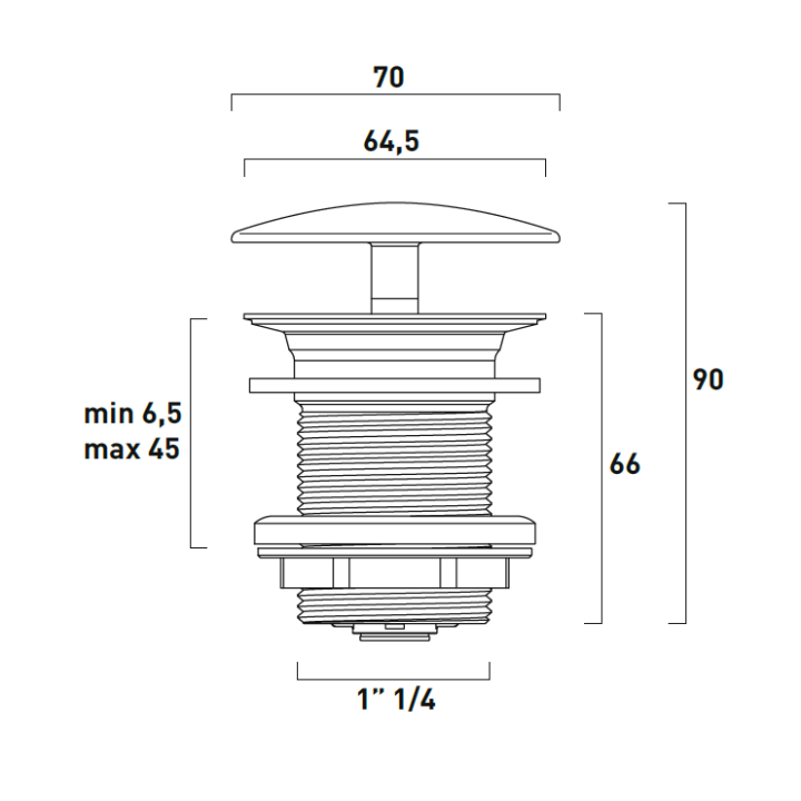 Flaminia донный клапан с переливом и керамической крышкой, белый, PLTPCE