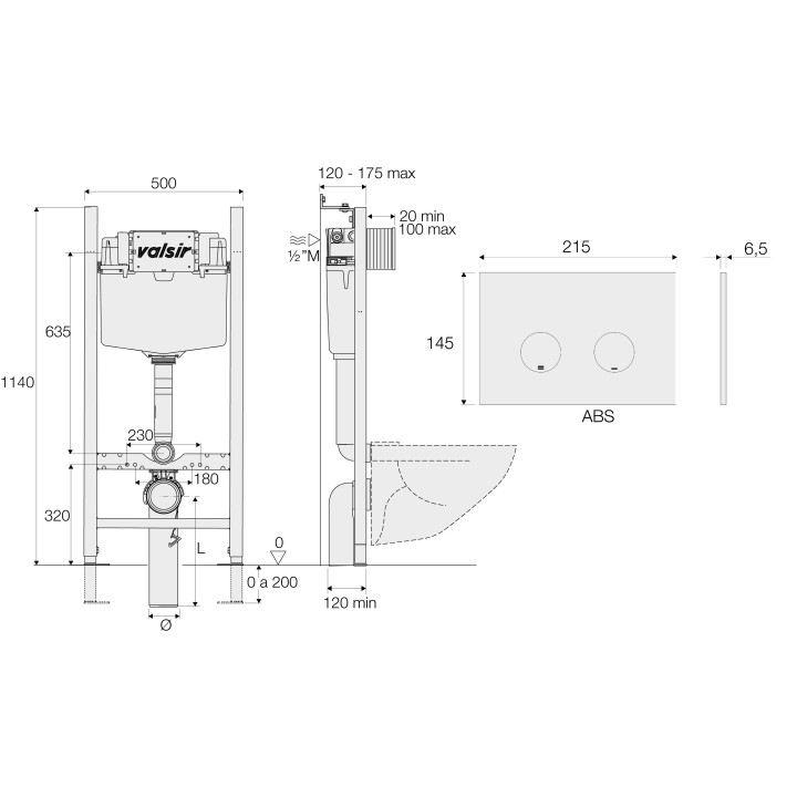Инсталляция Valsir WINNER S для унитаза, KIT P4 CR VS0853202