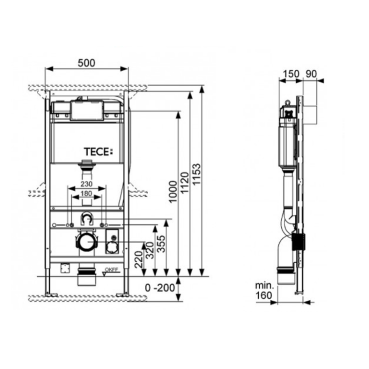 Инсталляция TECE TECEprofil для унитаза, 9300344