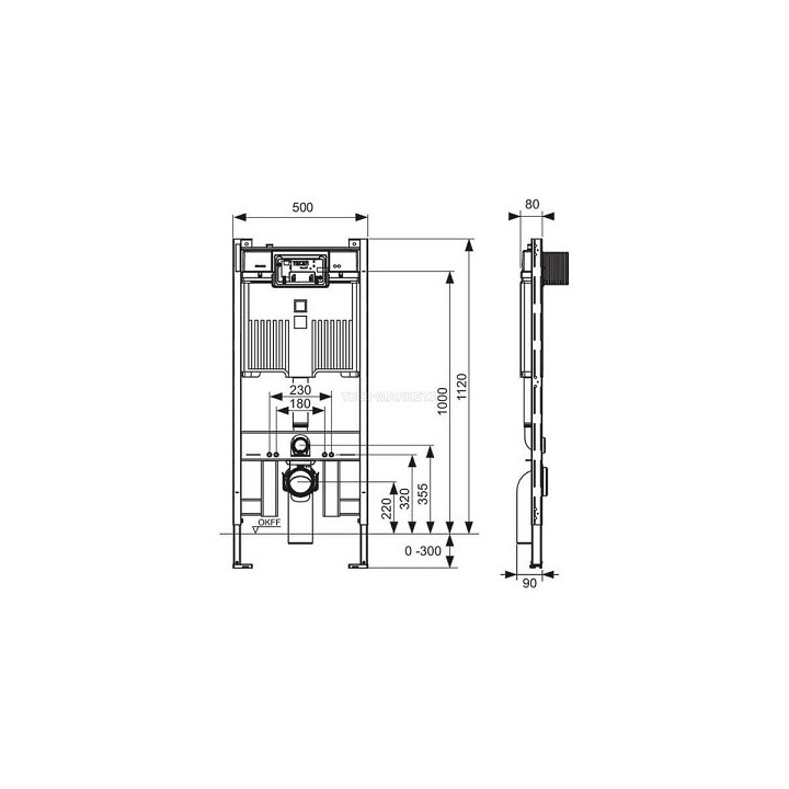 Инсталляция TECEprofil для подвесного унитаза, 9300500