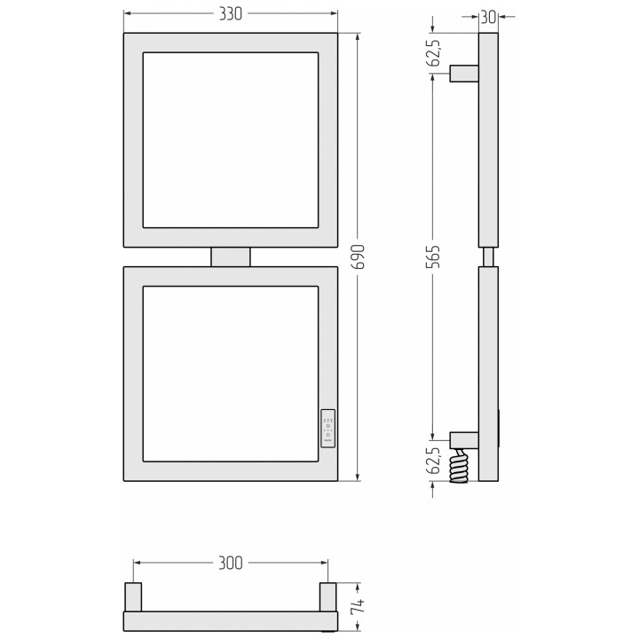 Полотенцесушитель Сунержа Этюд черный 69х30 см, 31-0844-6030
