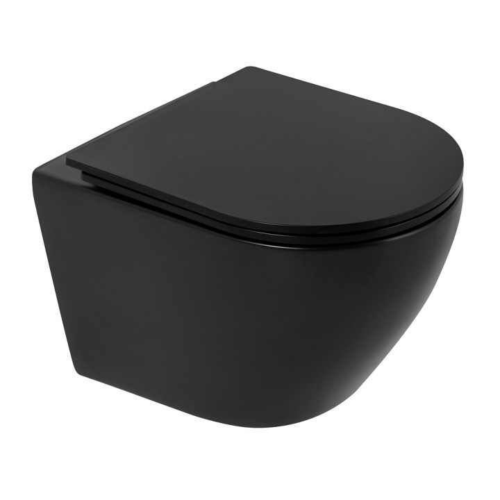 Унитаз подвесной Charus Estella - черный, безободковый, EWC700-121B