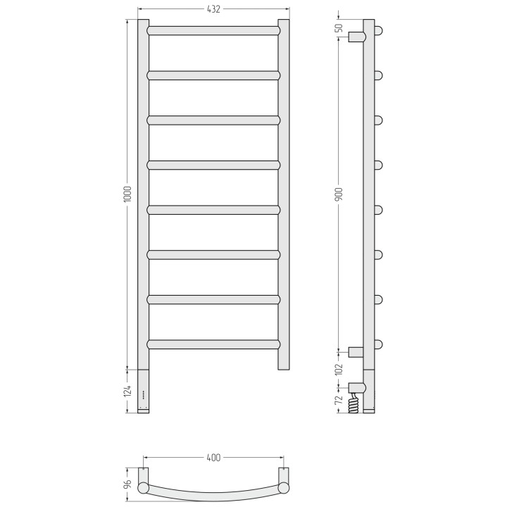 Полотенцесушитель Сунержа Галант 3.1 черный, 31-6000-1040