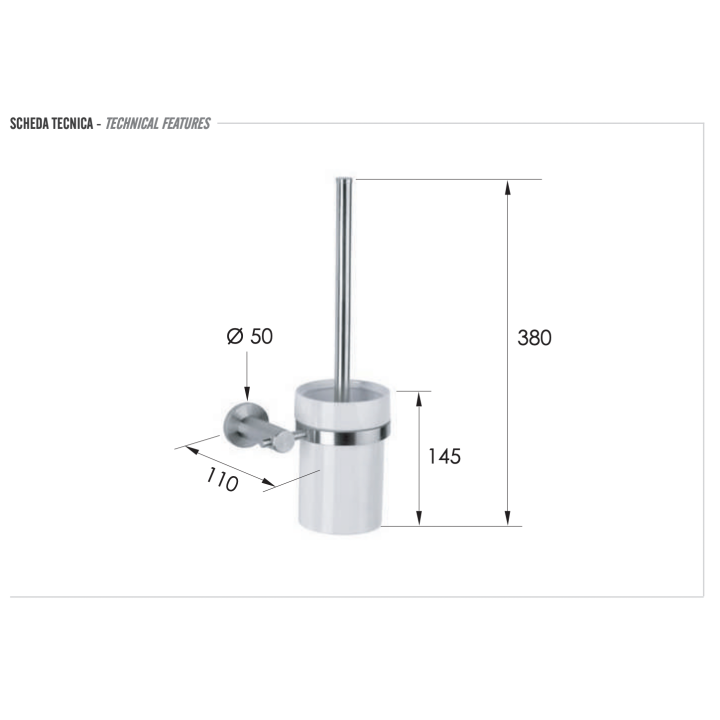Ёршик для унитаза Remer Rubinetterie Minimal INOX, Mi66INOXCR